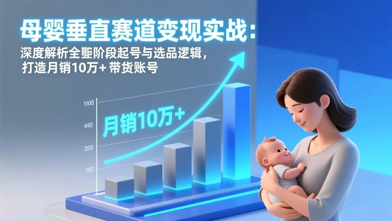 母婴垂直赛道变现实战：深度解析三大阶段起号与选品逻辑，打造月销10万+带货账号