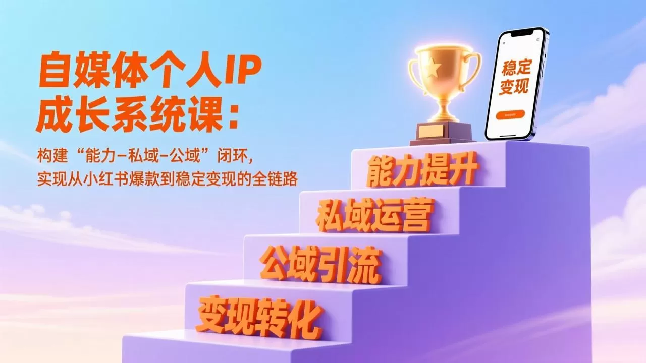 自媒体个人IP成长系统课：构建“能力-私域-公域”闭环，实现从小红书爆款到稳定变现的全链路