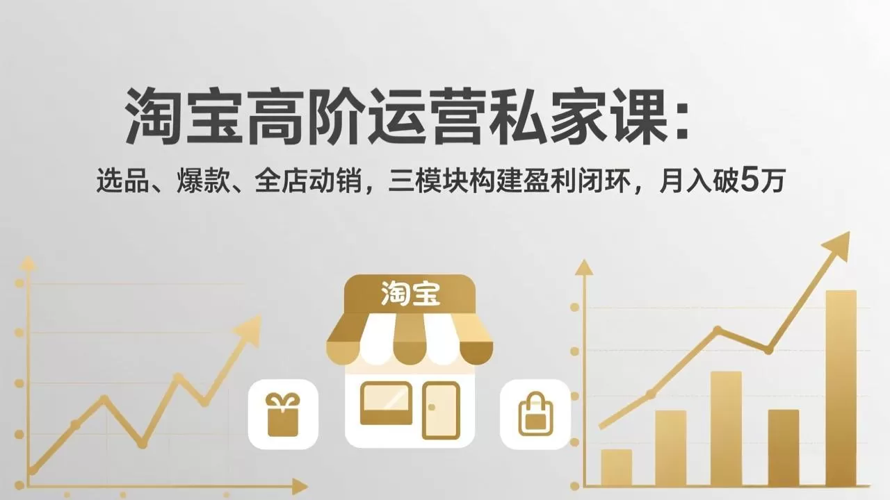 淘宝高阶运营私家课：选品、爆款、全店动销，三模块构建盈利闭环，月入破5万(更新26年2月