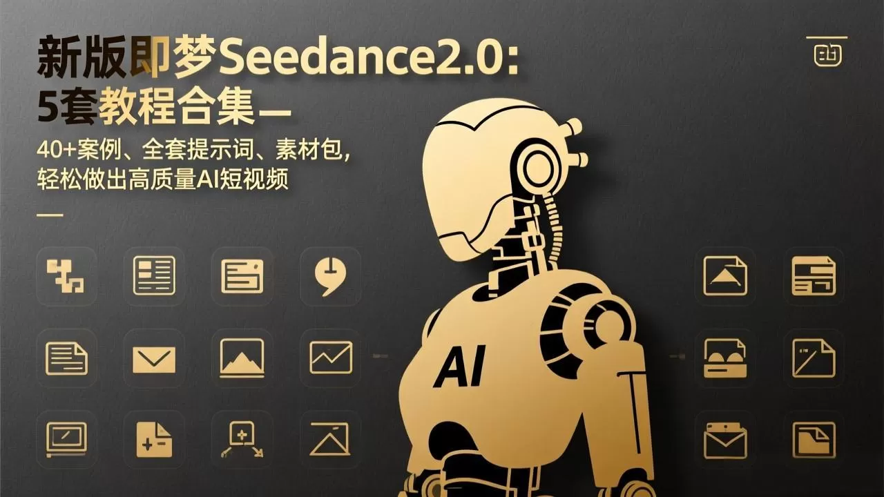 新版即梦Seedance2.0:5套教程合集,40+案例、全套提示词、素材包,轻松做出高质量AI短视频