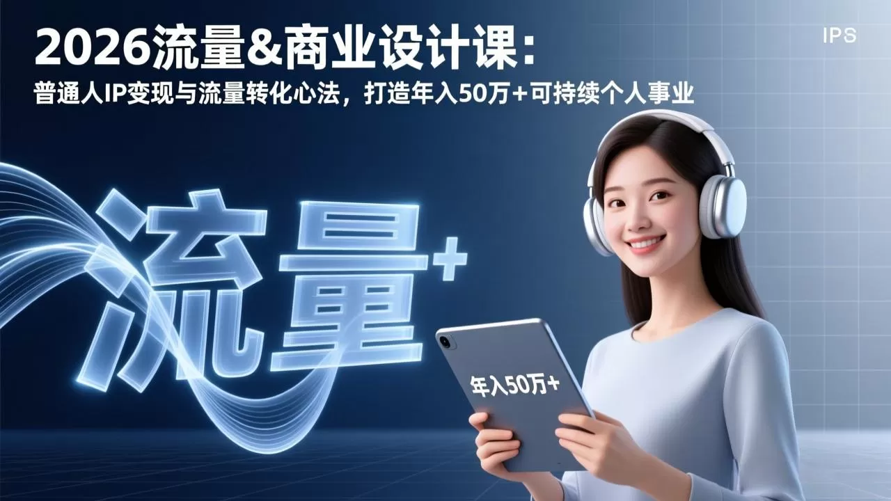 2026流量&商业设计课：普通人IP变现与流量转化心法，打造年入50万+可持续个人事业