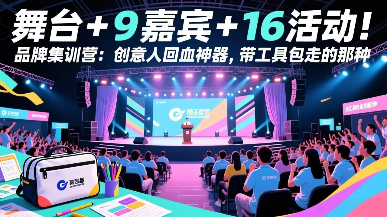 舞台 + 9 嘉宾 + 16 活动!品牌集训营:创意人回血神器,带工具包走的那种
