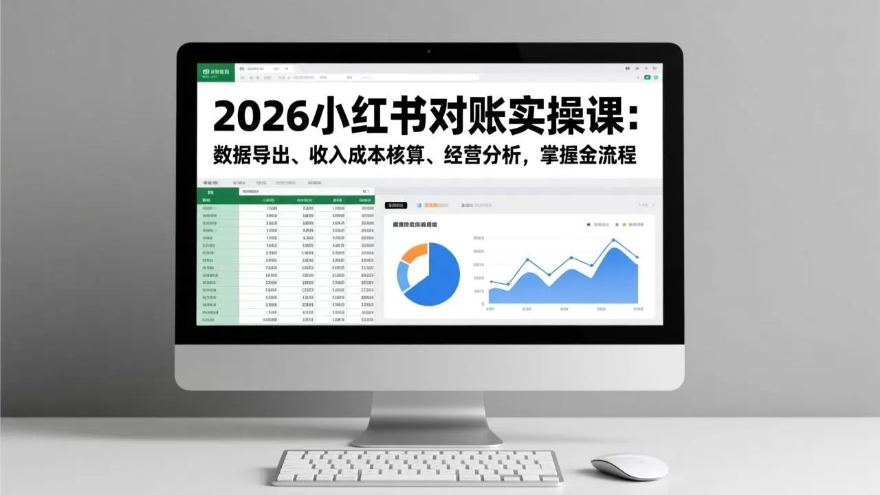 2026小红书对账实操课：数据导出、收入成本核算、经营分析，掌握全流程