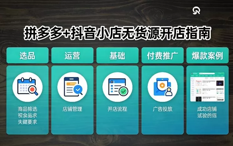 拼多多+抖音小店无货源开店，包括：选品、运营、基础、付费推广、爆款案例等(更新26年2月)