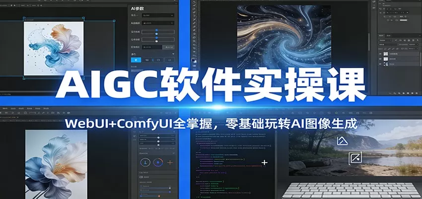 AIGC软件实操课:WebUI+ComfyUI全掌握,零基础玩转AI图像生成