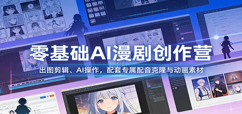 零基础AI漫剧创作营:出图剪辑、AI操作,配套专属配音克隆与动画素材