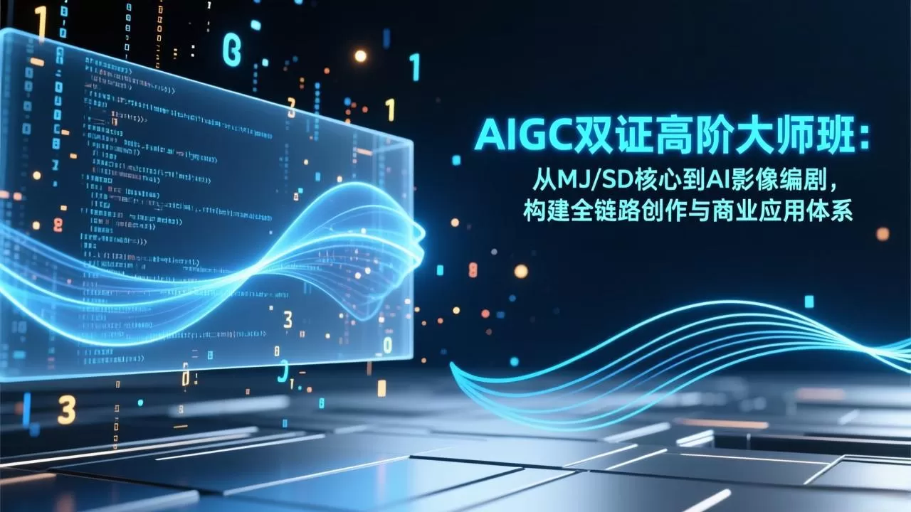 AIGC双证高阶大师班:从MJ/SD核心到AI影像编剧,构建全链路创作与商业应用体系